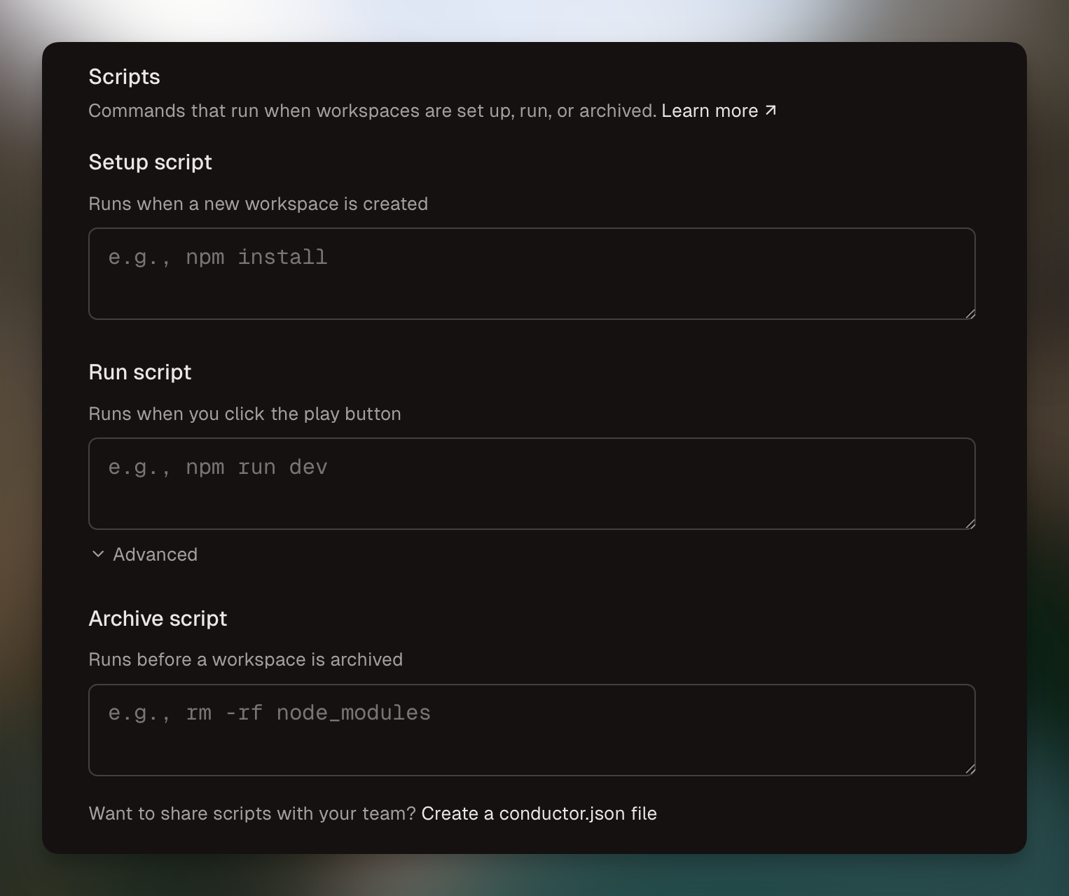 Edit scripts in Settings